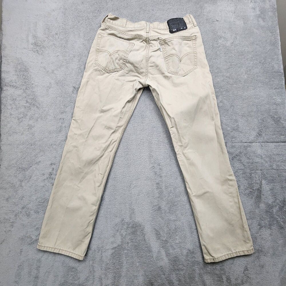 Levis Mens 32x32 Beige 514 Pants Straight Fit Casual Cotton Jeans Style - Picture 4 of 10